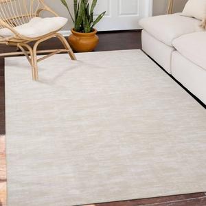 RUGSREAL Large Solid Machine Washable Area Rug Non-Slip Low-Pile Modern Area Rug Contemporary Indoor Area Rug Home Office Throw Carpet for Living Room Bedroom, 8' x 10' Cream-White
