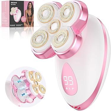 Electric Razors for Women-5D Floating Head IPX7 Waterproof Wet Dry Leg Hair Trimmer, USB-C Rechargeable 90Min Battery, Gentle Facial Bikini Hair Removal with LED Display & Travel Lock