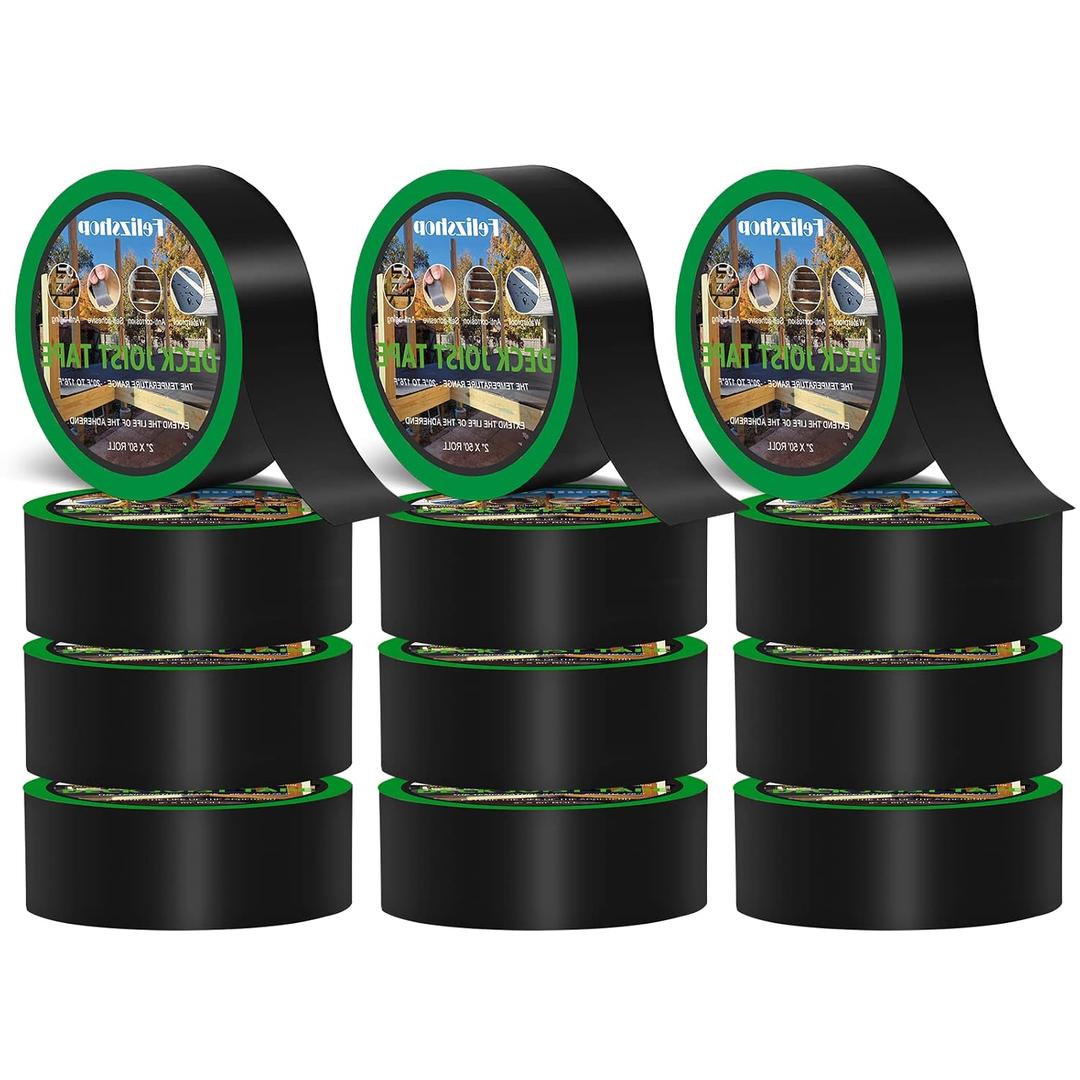 Butyl Joist Deck Tape, 2" X 50' Deck Joist Tape Waterproof Flashing Tape, Weather Resistance Self-Adhesive Joist Tape Decking for Deck Joist Beams Protection(12 Rolls)