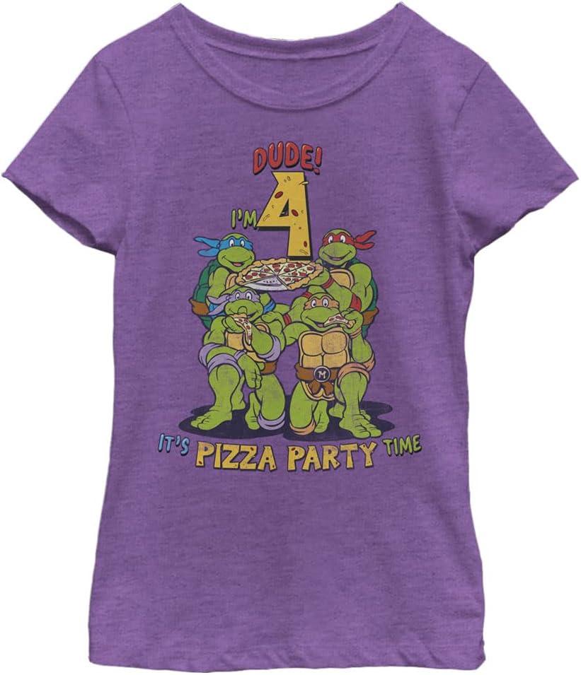 Nickelodeon Girls' Ninja Birthday 4 T-Shirt (Purple, M)