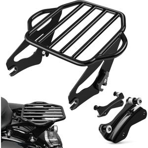PBYMT Detachable Two-Up Luggage Rack with 4 Point Docking Hardware Kit Motorcycle Mounting Rack Compatible with Harley Touring Road King Street Electra Glide 2014-Later Gloss Black