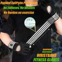 MOREOK Weight Lifting Gloves Gym Workout Gloves with Wrist Wrap Support for Men/Women-[Curved Open Back] Fitness Gloves for Weightlifting,Exercise,Training,Pull ups,Fitness,Rowing (Black, L)