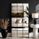 Window Mirrors for Wall Decor, Large Wall Mirrors Decorative Window Pane 28 x 55, Rectangular Metal Framed Wall Mounted Mirrors for Bedroom, Living Room, Dining Room, Entryway, Bathroom