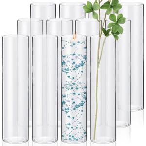 12 Pack Glass Cylinder Vases Clear Flower Vase Tall Floating Candle Holders Centerpiece Vases for Table Home Wedding Decorations Formal Dinners (16 Inch)