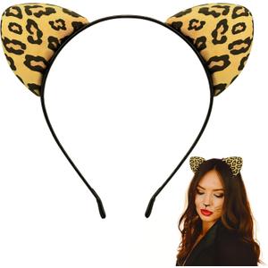 Leopard Ear Headband, Animal Cat Ears Costume Hairband Cosplay Accessories for Halloween, Birthday Parties, Dress-Up, and Events for Kids and Adults