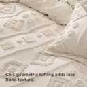 Bedsure Boho Duvet Cover Queen Size - Tufted Boho Bedding, Farmhouse-Style Distressed Vintage Embroidery Bedding for All Seasons, 3 Pieces, 1 Soft Jacquard Queen Comforter Cover and 2 Pillow Shams