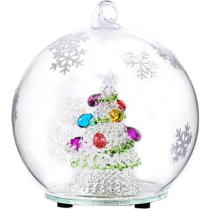 Christmas Tree Glass Snow Globe - Color Changing LED Ornament Decor Lighted for Christmas Tabletop Decorations Home Dcor Kids' Gift(No Liquid No Music)