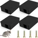 4 Pack Rat Bait Stations with key - Reusable Rodent Station for Indoor Outdoor Garden Warehouse Garage, WeatherResistant Mouse Station Box to Fix Bait Block Keep Rat Away Pets Safe, Dual-Entry Tunnel