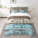 Feelyou Healing Comforter Set King Size 7 Pieces Women Inspirational Thoughts Prayers Bedding Set Girls Retro Wood Grain Bed in a Bag Bed Set with Comforter, Sheet Set, Pillowcases, Pillow Covers