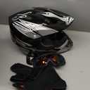 Adult Motocross Dirt Bike Helmet with Goggles, Gloves & Mask Dirt Bike ATV Helmet for Unisex-Adult Men Women Adjustable Sun Visor DOT/FMVSS-218 Off-Road Motorcycle Helmet UTV Helmet Downhill (Large, New Black Flame)