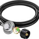6ft Propane Regulator with Hose&Gauge, 0-1Psi Propane Hose, Gas Grill Regulator for Weber Genesis/Spirit Grill/Blackstone 28&36 Griddle/Camp Chef Burner Stove/Fire Pit/Heater, 3/8Gas Line