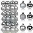 Hollyone 1.57" Silver Christmas Ornaments - 36 Pcs Mini Shatterproof Balls - Christmas Tree Decorations - Small Xmas Ornaments with Hanging Loop - Wedding, Party, Home Decor