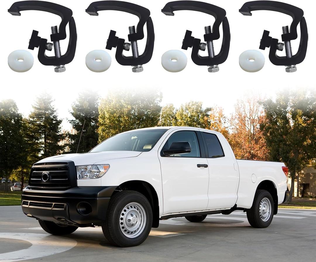 Set of 4 Truck Bed Clamps for Truck Topper/Cap/Camper Shell Compatible with Toyota Tundra 2007-2025 & Tacoma 2005-2015 Bed Rail System