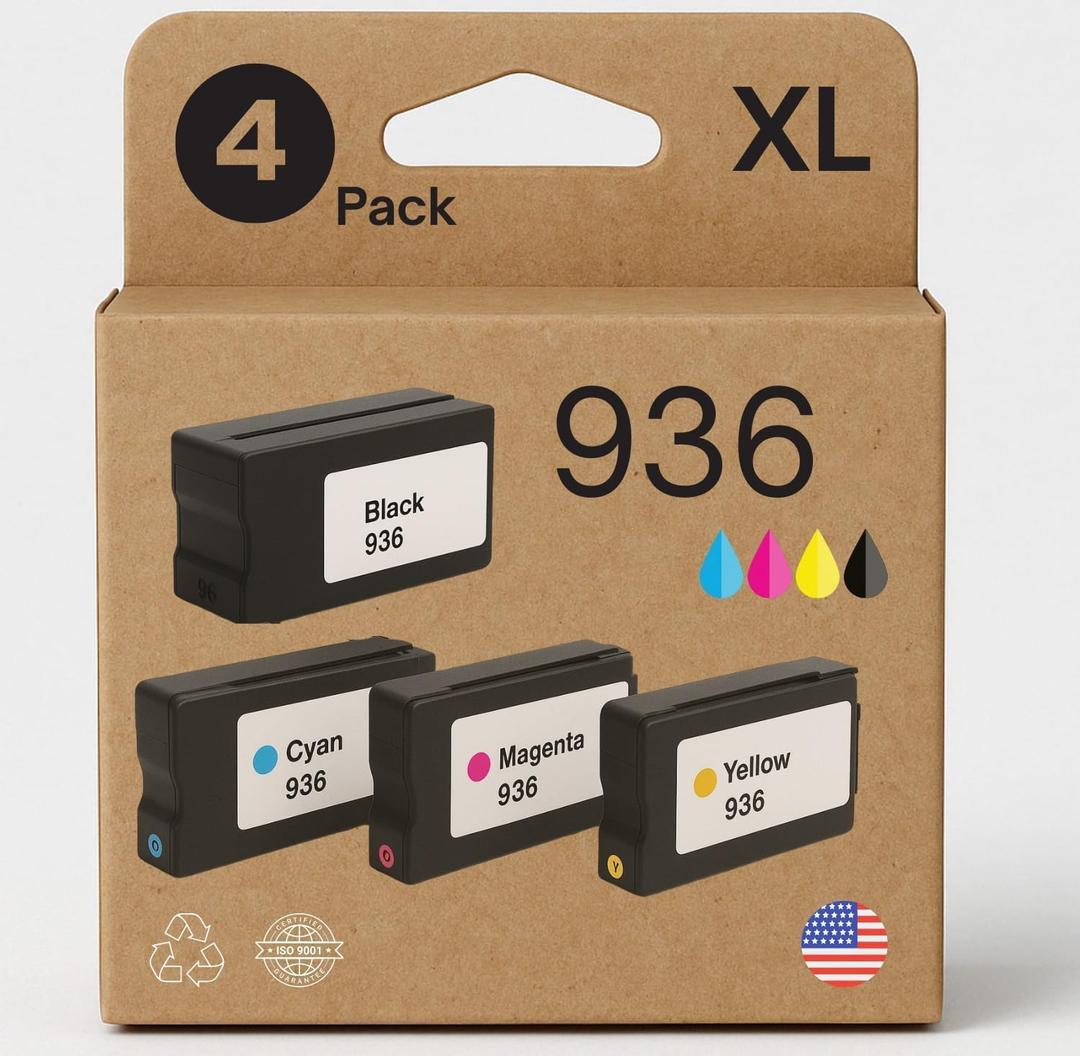 AMAZINK Compatible Replacement Ink Cartridge for 936XL Ink. Works with 9110b 9122e 9125e 9135e 9128e 9130b Printers, 4 Pack 936