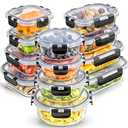 JoyJolt 16pc Borosilicate Glass Storage Containers with Lids | 12 Airtight/Freezer Safe Food Storage Containers for Pantry and Kitchen | Meal Prep Container for Lunch | Glass Tupperware Set