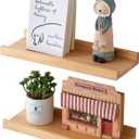 OAKERLAND 16 inch Floating Shelves for Wall Set of 2, Rustic Pine Wood Wall Shelves for Bathroom, Living Room, Bedroom and Kitchen, Picture Ledge for Storage,Books,Room Decor,6x16 inch