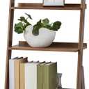 Ladder Shelf Bookshelf, 5-Tier Leaning Shelf, Free Standing Organizer Storage Shelves, Storage Rack Shelf for Office, Living Room, Brown