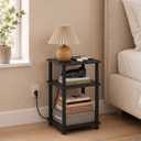 Furinno Just 3-Tier Night Stand with Charging Station, Black Espresso