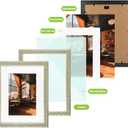 Golden State Art, 12X16 Ornate Finish Photo Frame with White Mat for 8X12 Picture & Real Glass, Color: Silver Beige