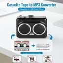 Cassette Player Recorder, Portable Cassette to MP3 Converter with USB-C, Built-in Speaker, Audio Tape to Digital Converter, Reverse Recording for Stereo Sound （Black）
