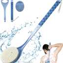 Back Scrubber for Shower, 20.4" Detachable Back Bath Brush for Shower, Back Scrubber, Exfoliation and Improved Skin Health for Elderly with Limited Arm Movement, Disabled