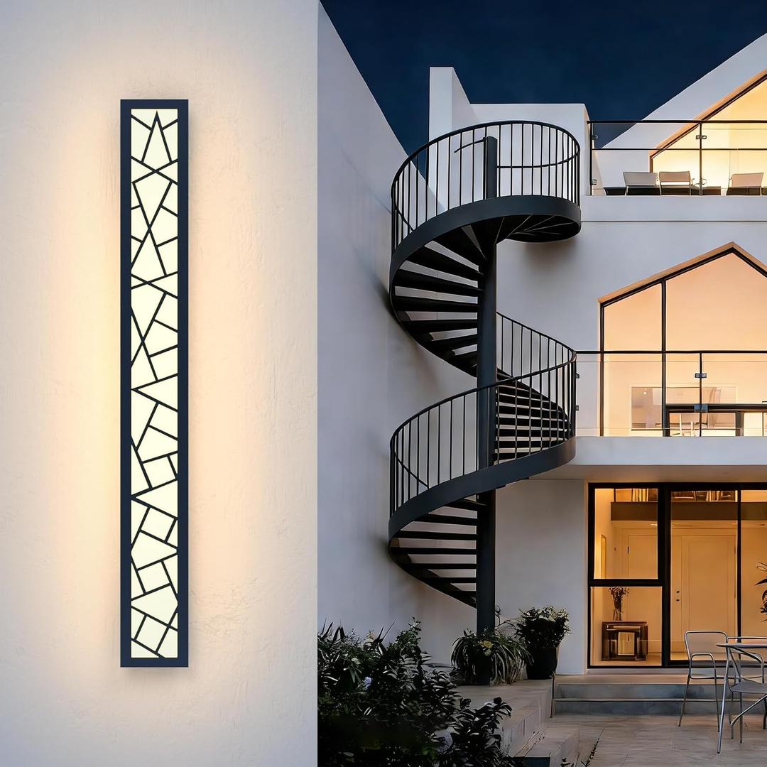 Outdoor Wall Lights 39.4inch Modern Outdoor Wall Sconce LED Long Wall Sconces Black Front Porch Light Waterproof Led Wall Light IP67 3000K Exterior Lighting Fixtures