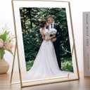 Gold 10x12'' Floating Frame 2pack For Photo Sizes(8.5x11'',8x10'',7x9''),Beautiful Metal Beaded Edge 8x10'' floating picture Frames, Adjustable Tabletop/Shelf Photo Frame