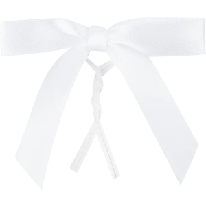 Restaurantware - Gift Tek 3 x 2.5 Inch Satin Ribbon Bows, 4000 Twist Tie Bows - Pre-Tied, Vibrant, White Polyester Gift Wrapping Bows, For Treat Bags, Crafts, Packages, Decoration- Restaurantware