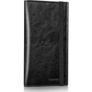 CASMONAL Checkbook Covers for Personal Checkbook Holder RFID Premium Vegan Leather Checkbook Cover for Duplicate Checks (Black+)