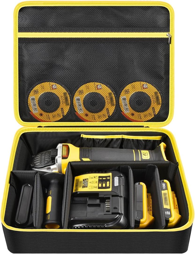 Bag Compatible with DEWALT 20V MAX* Angle Grinder Tool (DCG413B), Also Fit for FLEXVOLT ADVANTAGE Brushless Cordless (DCG416B), Storage Hold Battery Pack, Charger, Glass Cutting Disc (Box Only)