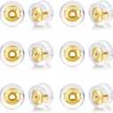 Earring Backs-18K Gold Silicone Earring Backs Replacements for Studs/Droopy Ears, No-Irritate Hypoallergenice Backings for Women Men Gold Color