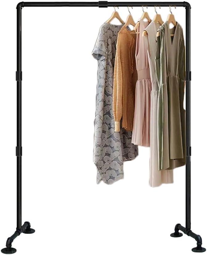 Black Iron Garment Rack,Industrial Pipe Clothing Rack,Vintage Commercial Grade Clothing Hanging Organizer for Garment Storage Display