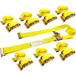 KJE 8 Pack E-Track Ratchet Straps, Heavy Duty 2" x20' Cargo Tie-Downs, 4500LBS Breaking Strength, Standard E Track Fitting Tie Down Ratcheting Strap for Cargo Vans, Trucks, Trailers