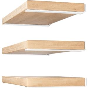 Heavy Duty Shelf Brackets - 12 inch Thick, 6 Pack Floating Hidden Brackets, Rustic Industrial Finish (White)