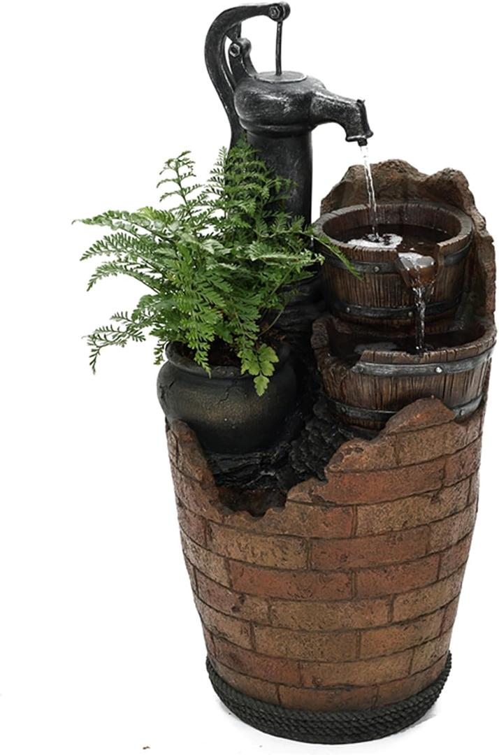 Glenville Water Pump Cascading Water Fountain 14.6"L x 14.6"W x 30.3"H