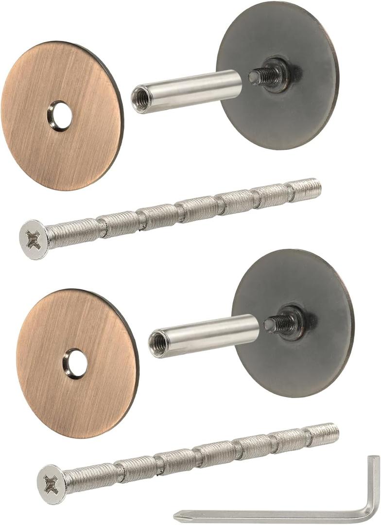 PATIKIL 2Pcs Door Hole Cover Plate, (Coppery) Stainless Steel Deadbolt Cover Plate Door Knob Hole Filler Plates with 3.54" Connecting Screws, Suit for - 1-3/8" Holes/Door/Cabinet/Wall