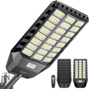 Solar Street Light Outdoor, 5000W Solar Parking Lot Lights, 360000Lm Solar Lights Outdoor, IP67 Solar Lights for Outside Dusk to Down Outdoor Lighting for Yard, Garden (5000W*1PCAK, Black)