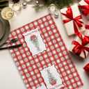 Red Chinoiserie Christmas Tree Kitchen Towels, Coquette Grandmillennial Bow Christmas Hand Towels for Bathroom, Preppy Red Bow Xmas Plaid Dish Tea Towel for Kitchen Decor, 16x24 Inch (Color 03)