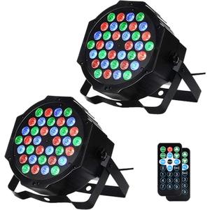 Dj Lights, 2 Pack 36 LED Par Lights Stage Lights with Sound Activated Remote Control & DMX Control, Stage Lighting Uplights for Wedding Club Music Show Christmas Holiday Party Lighting