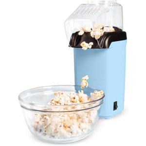 Tasty Hot Air Popcorn Popper, Healthy and Delicious Popcorn in Minutes, Fast and Easy-to-Use, Built-In Measuring Cup and Butter Warmer, 8 Cups, Blue
