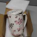 AmorArc Porcelain Tea Mug with Infuser and Lids, 18 Oz Coffee Cup Strainer with Bag Holder for Loose Leaf Tea, Steeping Coffee Mug for House-warming Wedding Birthday Gift