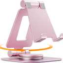 Nulaxy Rotatable Cell Phone Stand, Fully Adjustable Foldable Desktop Phone Holder Cradle Dock, Thick Case Friendly, Compatible with All Phones, Nintendo Switch, Rose Gold