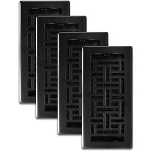 Decor Grates (4-Pack) Oriental Floor Register, 4x10 Inches, Textured Black (AJH410-BLK)