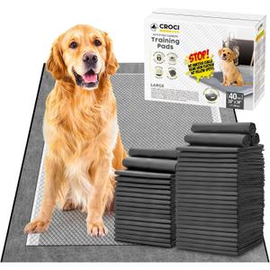 CROCI Charcoal Puppy Pads with Adhesive Tabs, 28x34in Extra Large Pee Pads for Dogs, OdorControl Super Absorbent QuickDry LeakProof, Disposable (40 Counts)