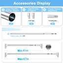 Extra Long Tension Curtain Rod, Silver, 41-67 Inch (4-5.6ft), Tension Rod