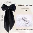 6Pcs Large Bows Hair Clips for Women Girls Long Tail Hair Ribbon Silky Satin Barrettes Coquette Hair Bows Accessories (Black/White)