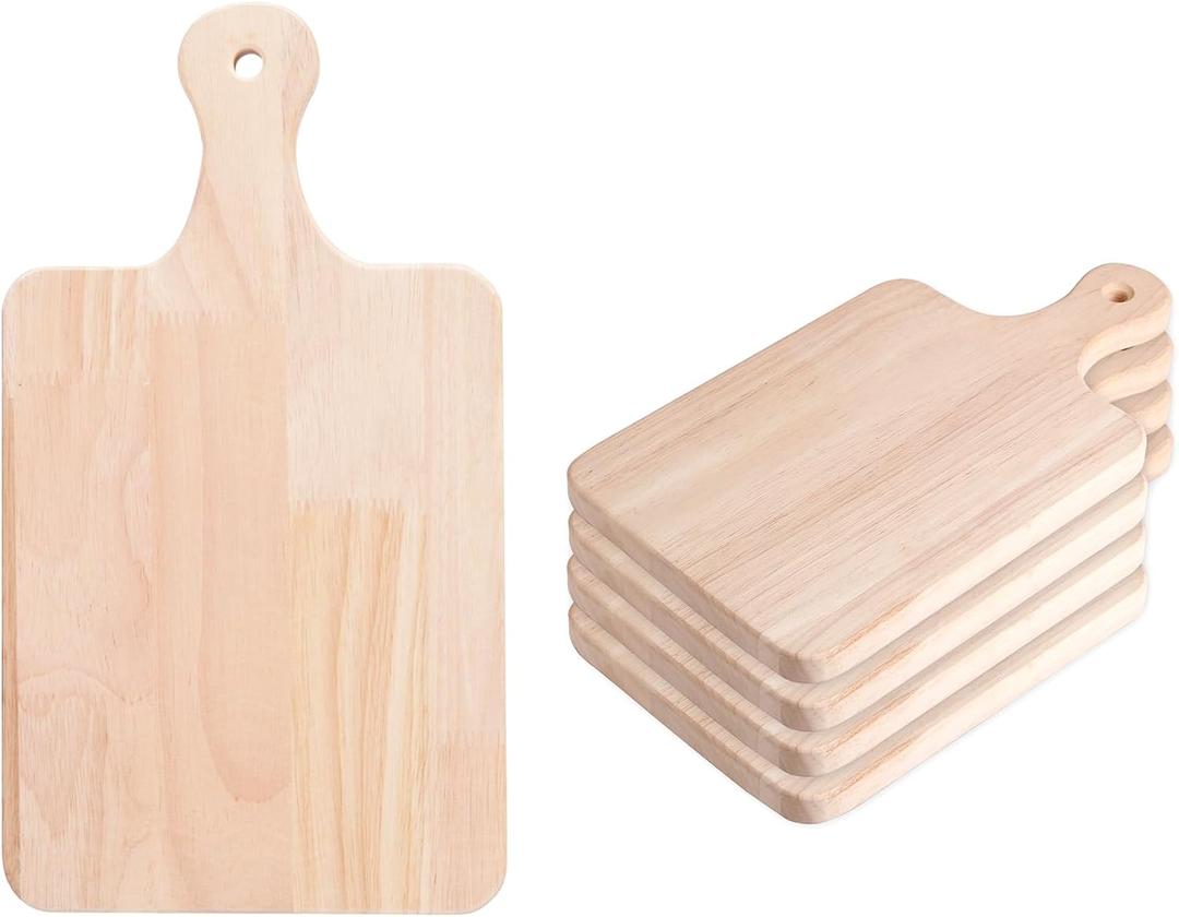 LZMS 4 Packs 18" x 8" Wood Serving Boards Set | Unfinished Wood Crafts with Handle | Wooden Cutting Boards Bulk for Charcuterie,Cheese,Meat,Bread,Vegetabes & Fruits, Large
