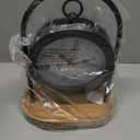 Metal Black Farmhouse Desk Clock with Wooden Base, Decorative Table Clock for Living Room, Silent Mantel Clocks Shelf Decor Battery Operated, 10 x 8 x 4.5 Inches, Black