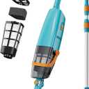 LVKE L2 Cordless Handheld Pool Vacuum for Above Ground Pool with Telescopic Pole, 30W Strong Suction, 1H Runtime, High-Efficiency Screen & Fine Sponge Trap Leaves & Grit Ideal for Pool Cleaning, Blue