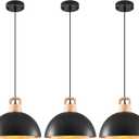 Black Pendant Light, 3 Packs 11.8inch Modern Pendant Lights, Farmhouse Pendant Lights Kitchen Island, Kitchen Pendant Light for Bedroom; Office; Living Room